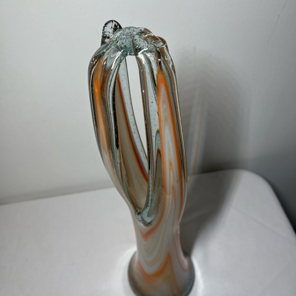 Arklahoma Co Art Glass Vase aka Sooner Ozark White Orange Swirl. VINTAGE 17” - Picture 6 of 11